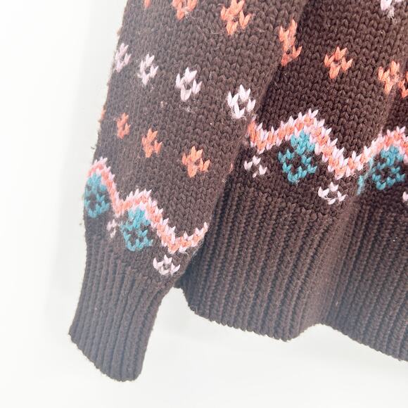 Moda International Womens Wool Blend Fair Isle‎ Knit Full Zip Cardigan Sweater L - Picture 6 of 8